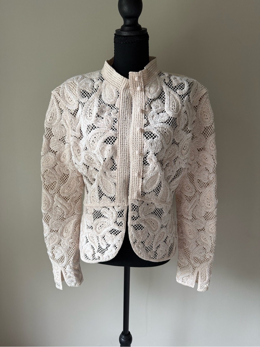 H&M Edition Light Beige Appliqué Mesh Jacket – Size M